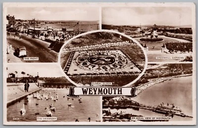 Weymouth Postcard Dorset Multiview Real Photo RPPC Postmark Posted 1951  - Image 1 of 2
