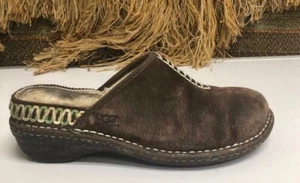 UGG Womens 5177 Leather Sheepskin Brown Mules Clogs Sz 7 - Picture 1 of 10