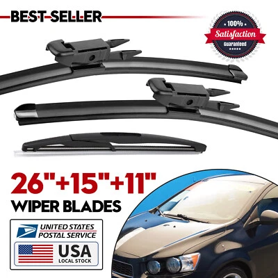 F&R Windshield Wiper Blade For Chevrolet Aveo 2012-2017 Set of 26''/15''/11'' - Image 1 of 4
