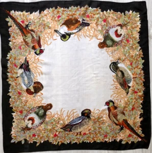 Hermosa bufanda de lana pura años 60 accesorios para mujer pájaros de otoño - Imagen 1 de 4