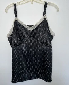 Envision Avenue Size 1X 14/16 Women’s Spaghetti Strap Black Polka Dot Tank Top - Picture 1 of 5