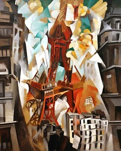 Eiffel Tower Painting by Robert Delaunay Reproduction - Picture 1 of 3