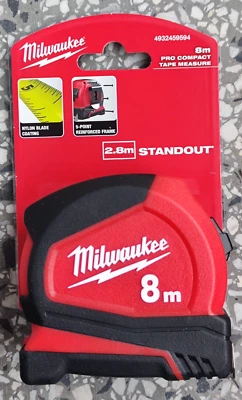 Milwaukee 4932459594 Pro Compact Metric Tape Measure C8/25 8m / 25 mm Single - Image 1 of 4