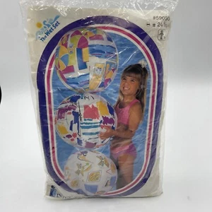 Pelota de playa de vinilo inflable vintage Intex The Wet Set 24" #59050 sellada 1997 NUEVO - Imagen 1 de 2