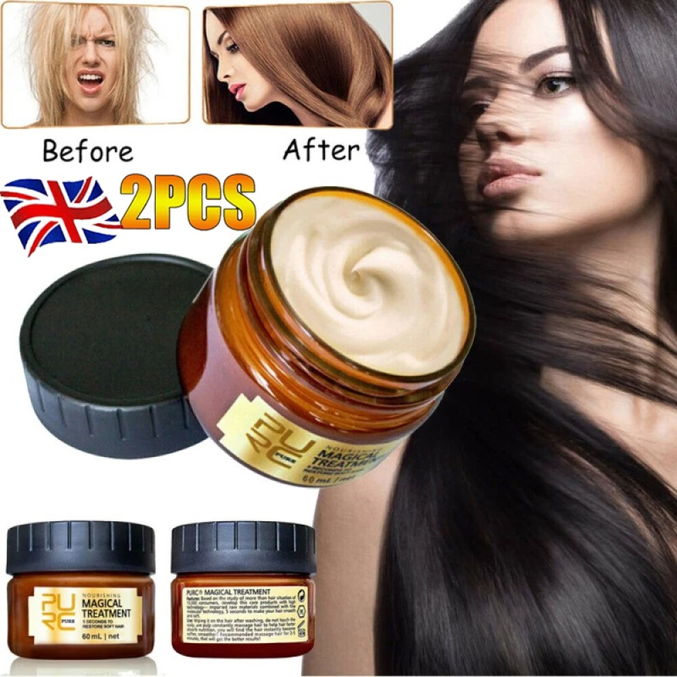 PURC 2PCS Magical Keratin Hair Treatment Mask 5 Seconds Repairs Damage Deep Hair Root