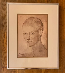 Vintage Pablo Picasso Druck " Kopf eines Jungen " Kubismus Expressionismus schwarz + weiß - Bild 1 von 13