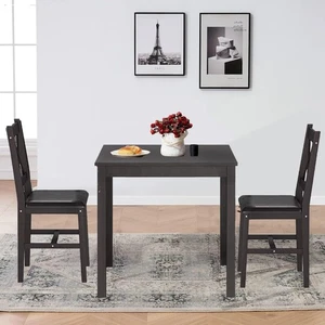 Set 3 Piece Wooden Dining Table Set for 2 Person Square Table and Chair Small - Picture 1 of 7