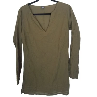 Camiseta túnica Patagonia cuello en V manga larga algodón orgánico 8 verde Foto 1 de 4