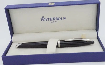 Waterman Carene Black Sea глянцевая черная и палладиевая перьевая ручка - 18k тонкий новый в коробке - Изображение 1 из 4