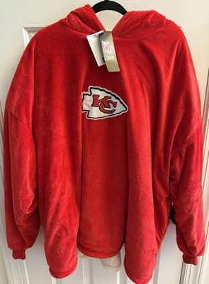 Kansas City Chiefs Fútbol Gran Tamaño Manta Sudadera con Capucha Sherpa Vellón Talla Única Foto 1 de 4