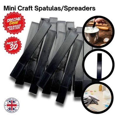 Pack of 30 Mini Plastic Spreaders, Black, Craft, Adhesive Paste Glue PVA. S7310 - Image 1 of 4