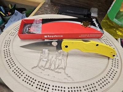 Spyderco Native Chief Lightweight SALT MagnaCut Blade Yellow FRN C244PYL USA - Image 1 of 4
