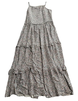 Cat & Jack Girls Xl 14-16 Dress Long Floral Adjustable Strap Ruffle  Blue Pink - Image 1 of 4