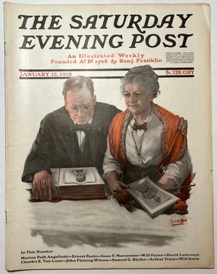 SATURDAY EVENING POST - Jan 1918 - RUSSIAN ARMY REVOLT / Art Deco  Automobile Ad - Image 1 of 4