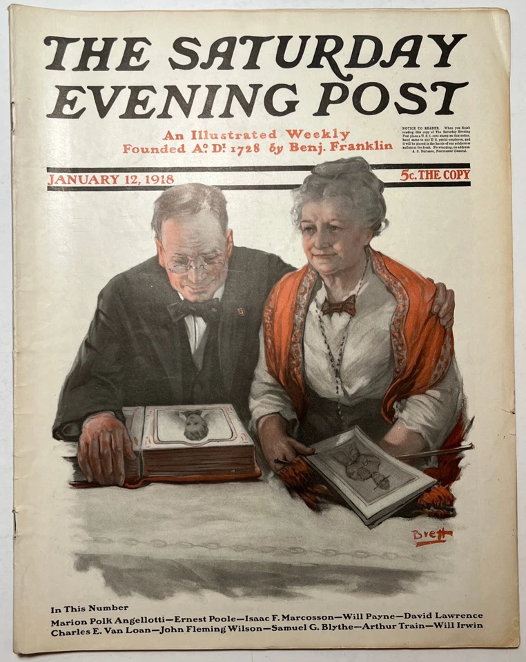 SATURDAY EVENING POST - Jan 1918 - RUSSIAN ARMY REVOLT / Art Deco  Automobile Ad - Image 1 of 4