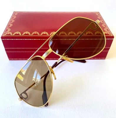 vintage CARTIER VENDOME Louis LC sunglasses 22K gold SMALL 56*14 original lenses - Bild 1 von 4