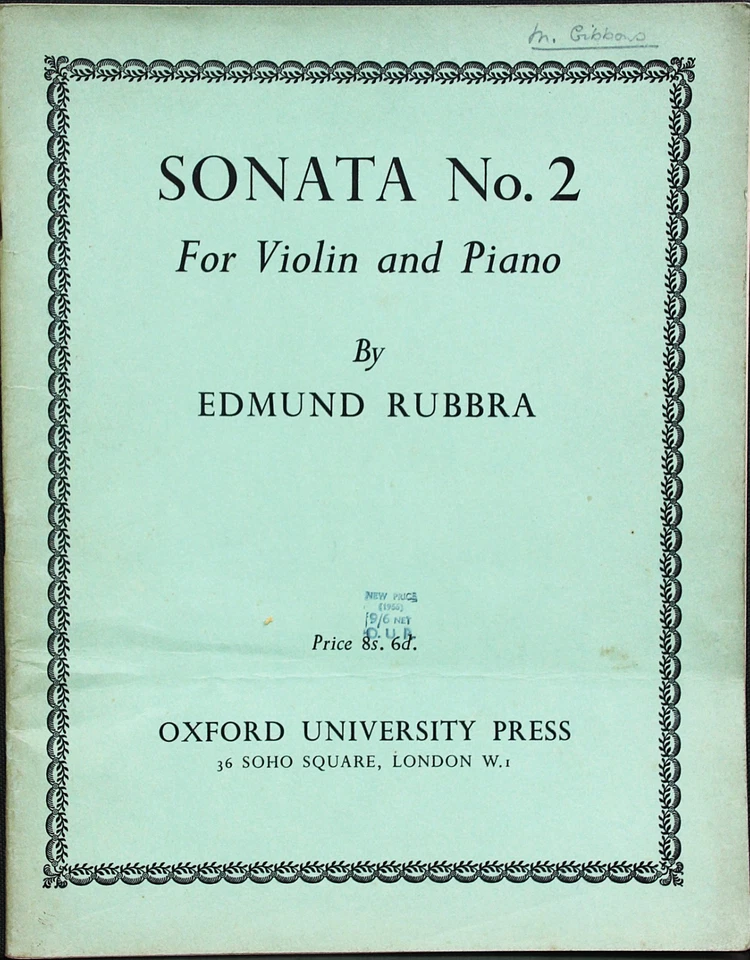 Rubbra Sonata no. 2 for violin and piano - Image 1 of 1