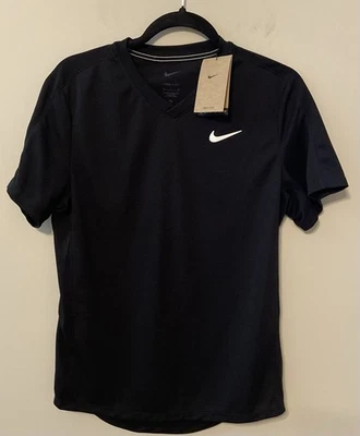 NUEVO CON ETIQUETAS Nike Dri Fit Court Hombres Negra Victoria Tenis Camisa Pequeña CV2982-010 Foto 1 de 3