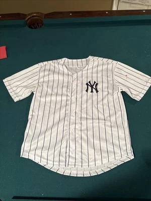 Camiseta deportiva de béisbol a rayas blanca grande de los Yankees de Nueva York #2 Derek Jeter Foto 1 de 4