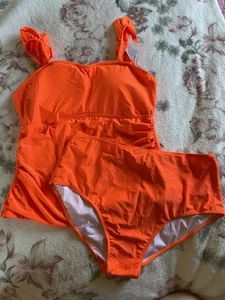 NWT Bright Orange Women’s Size Xl Tankini Set By Kate Kasin - Picture 1 of 5