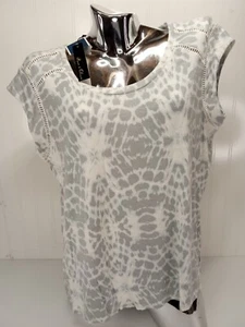 Ärmelloses Damenoberteil Shirt rosa und oliv blau grau weiß bedruckt Größe XL neu mit Etikett - Bild 1 von 6