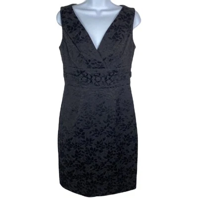 Vestido Formal Ellen Tracy Negro Floral Jacquard Cóctel Talla 4 Apliques de Flores Foto 1 de 4