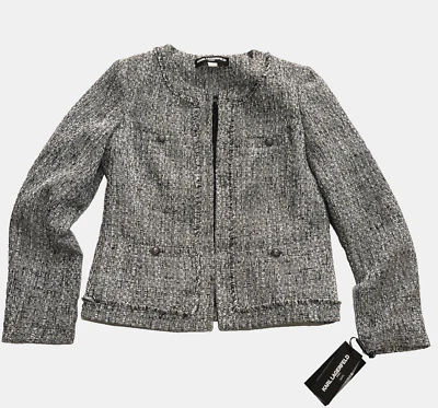 Chaqueta Blazer Karl Lagerfeld Mujer - Talla 6 - Tweed Negro/Blanco Foto 1 de 4