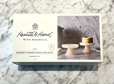 Hearth & Hand Magnolia 2 Pk Pink Glass Dessert Stands Candleholders SOLD OUT NWT - Image 1 of 4