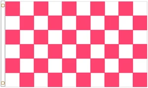 Rosa und weiß karierte Polyester 5 Fuß x 3 Fuß Flagge - LETZTE PAAR - Bild 1 von 3
