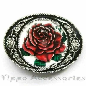 Rose Flower Cowgirl Western Metal Belt Buckle - Picture 1 of 1