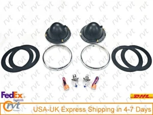 Pair Of 7" Lucas Type Metal Headlamp Headlight Bowl Bucket +Adjuster Mini/Morris - Bild 1 von 6