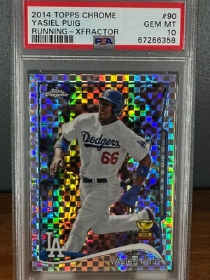 YASIEL PUIG 💥POP 3 PSA 10💥 2014 Topps Chrome XFractor #90 LA Dodgers - Image 1 of 2