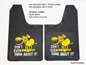 FUNNY JOKE 4X4 OFF-ROAD MUD FLAPS SPLASH GUARDS UNIVERSAL TRUCK UTE BLACK RUBBER - Picture 1 of 5