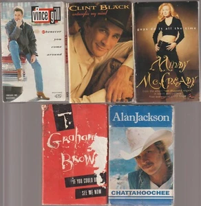 Lot of 5 Country Single Cassettes Alan Jackson Vince Gill Clint Black++ Used - Picture 1 of 2