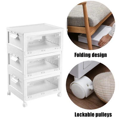 3-tier Stackable Storage Bins With Lids Plastic Bin Containers Organizer Box US - Image 1 of 4