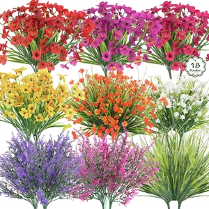 18 Bundles Artificial Flowers for Outdoor, UV Resistant Fake Flowers with Plasti - Picture 1 of 7