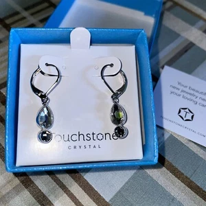 Boucles d'oreilles pierre de touche cristal de Swarovski SUR PISTE argent nuit plaqué rhodium - Photo 1/9