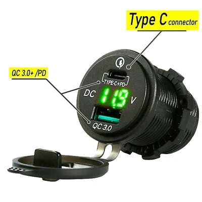 Fast USB Charger With Type C connector For Car Boat/Motorcycle/Golf Cart - Image 1 of 4