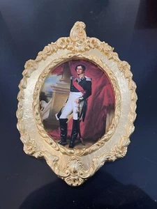 Quadro Ovale Classico In Legno Foglia Oro Con Principe H 44 Cm - Imagen 1 de 1