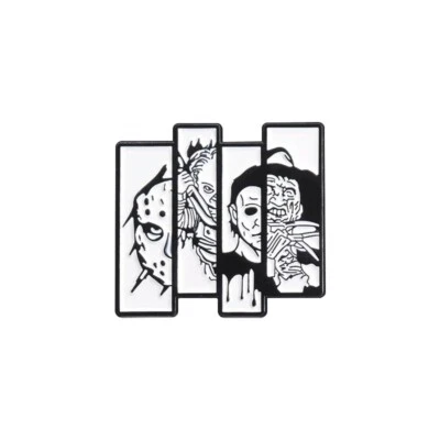 Retro 80s Metal Horror Pin Badge Freddy Krueger Jason Pennywise Michael Myers - Image 1 of 2