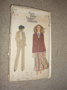 Vtg Very Easy Vogue Sewing Pattern Blazer Jacket Pants Pleated Skirt #7185 Sz 10 - Picture 1 of 5