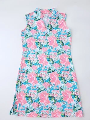 Lulu B Sz XS Sleeveless Golf PGA 19th Hole Print Dress Womens Floral Mock Neck - Image 1 of 4