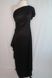 De Colección Montgomery Ward Negro Fruncido ceñido al cuerpo Un Hombro Noche Vestido de Fiesta Talla 12 - Imagen 1 de 11