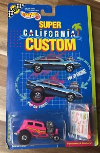 Hot Wheels 1990 Super California Custom Scorch Torcia Rosa NOS Giocattolo Auto pressofuso - Foto 1 di 20