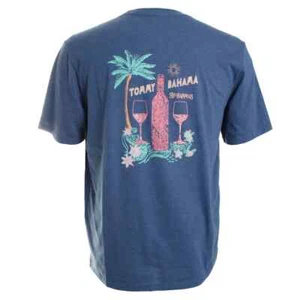 Tommy Bahama Sip Happens Graphic T-Shirt Navy Heather S - Picture 1 of 1