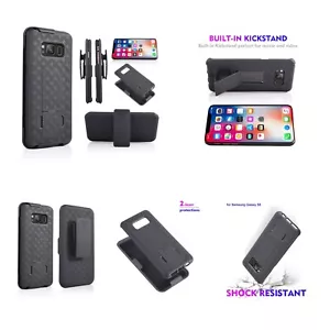for Samsung Galaxy S8 Hybrid Slim Kickstand Belt Clip Bumper Phone Case - Picture 1 of 6