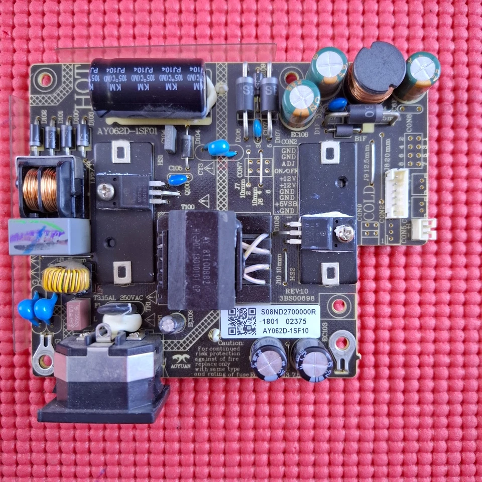 POWER SUPPLY BOARD FOR HANNSPREE HSG1223+ HL274HPB PLUS MONITOR AY062D-1SF10 - Image 1 of 2