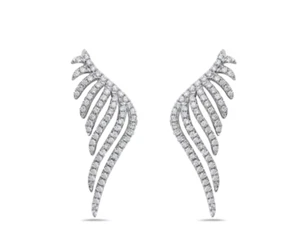 Dazzling White Round Cut Lab-Created 1.60CT Diamonds Women's Ear Cuff Earrings - Picture 1 of 4