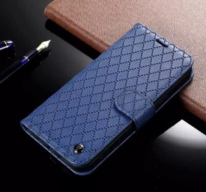 iPhone 14 Pro Max Leather Wallet Case: 3-Card Holder, Magnetic, Blue. - Picture 1 of 8