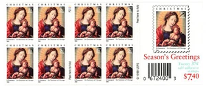 1999 Season's Greetings 37 cents Twenty Self-adhesive Stamps Booklet Brand New - Picture 1 of 2